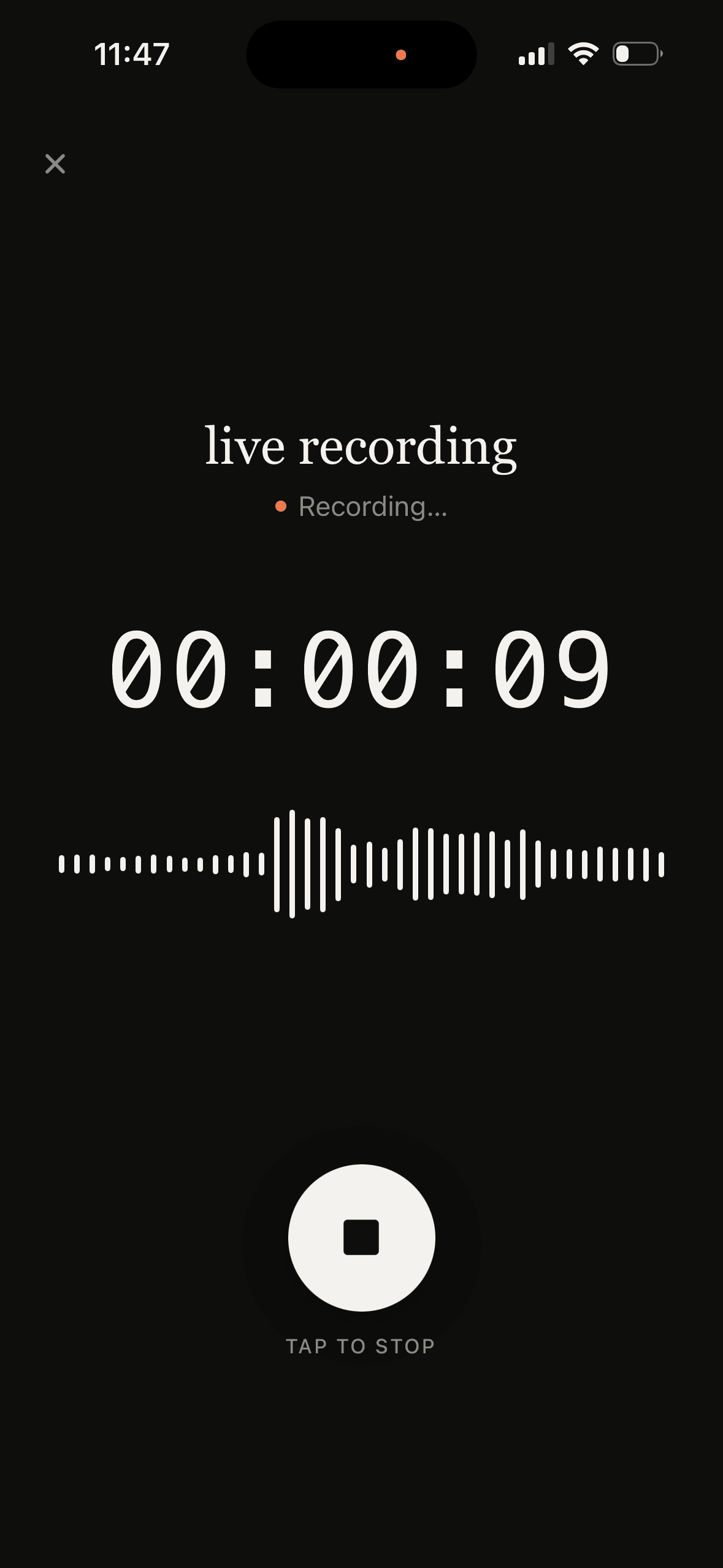 notegpt audio recording screen on iPhone