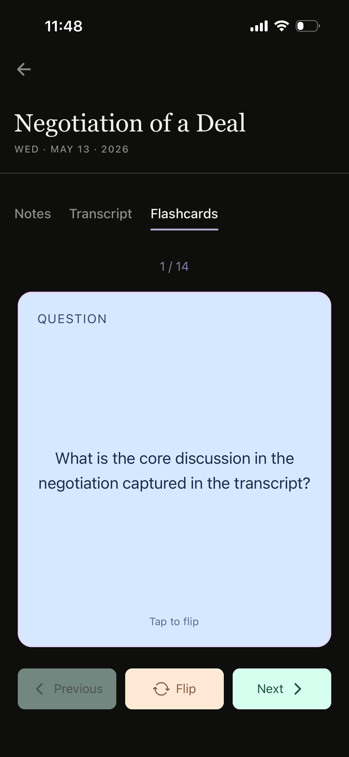notegpt flashcards screen on iPhone
