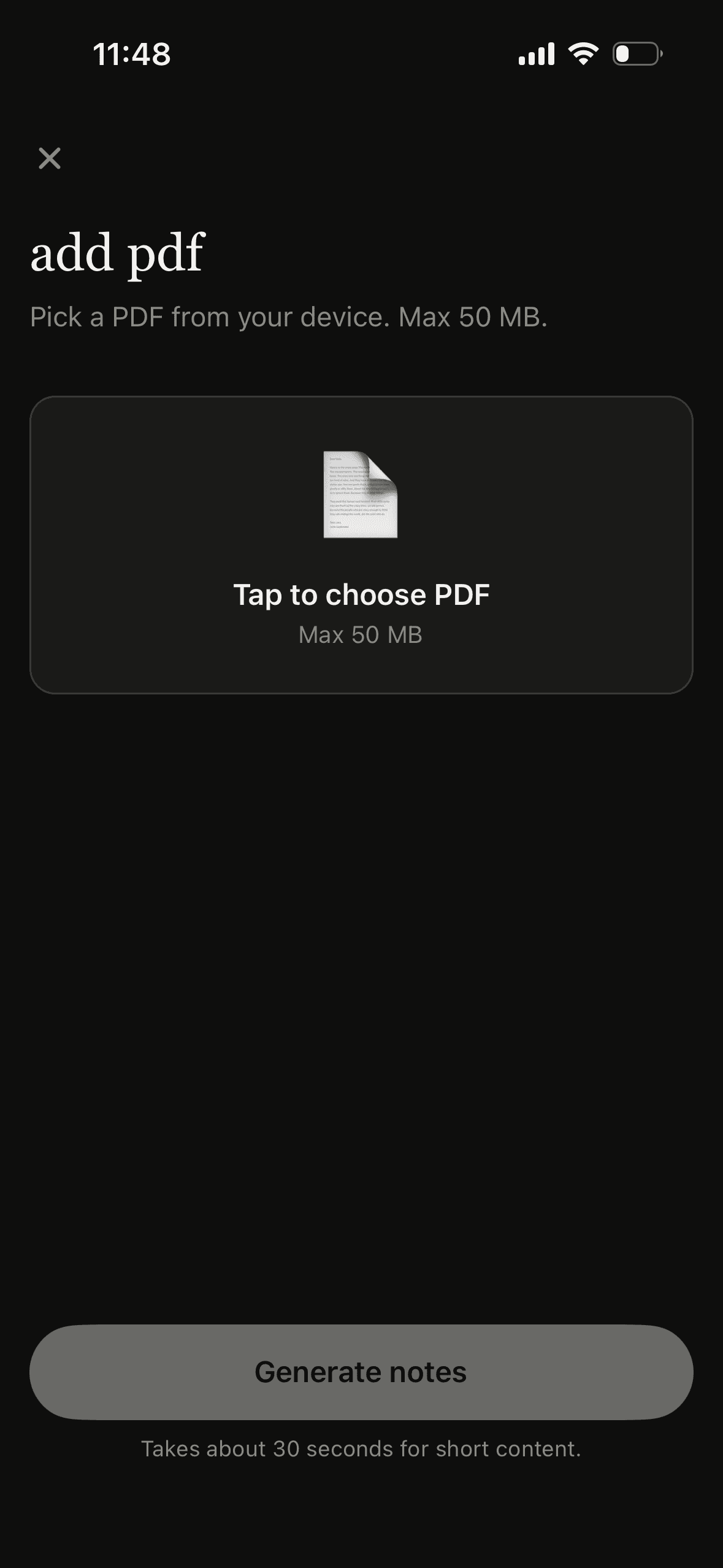 notegpt PDF notes screen on iPhone