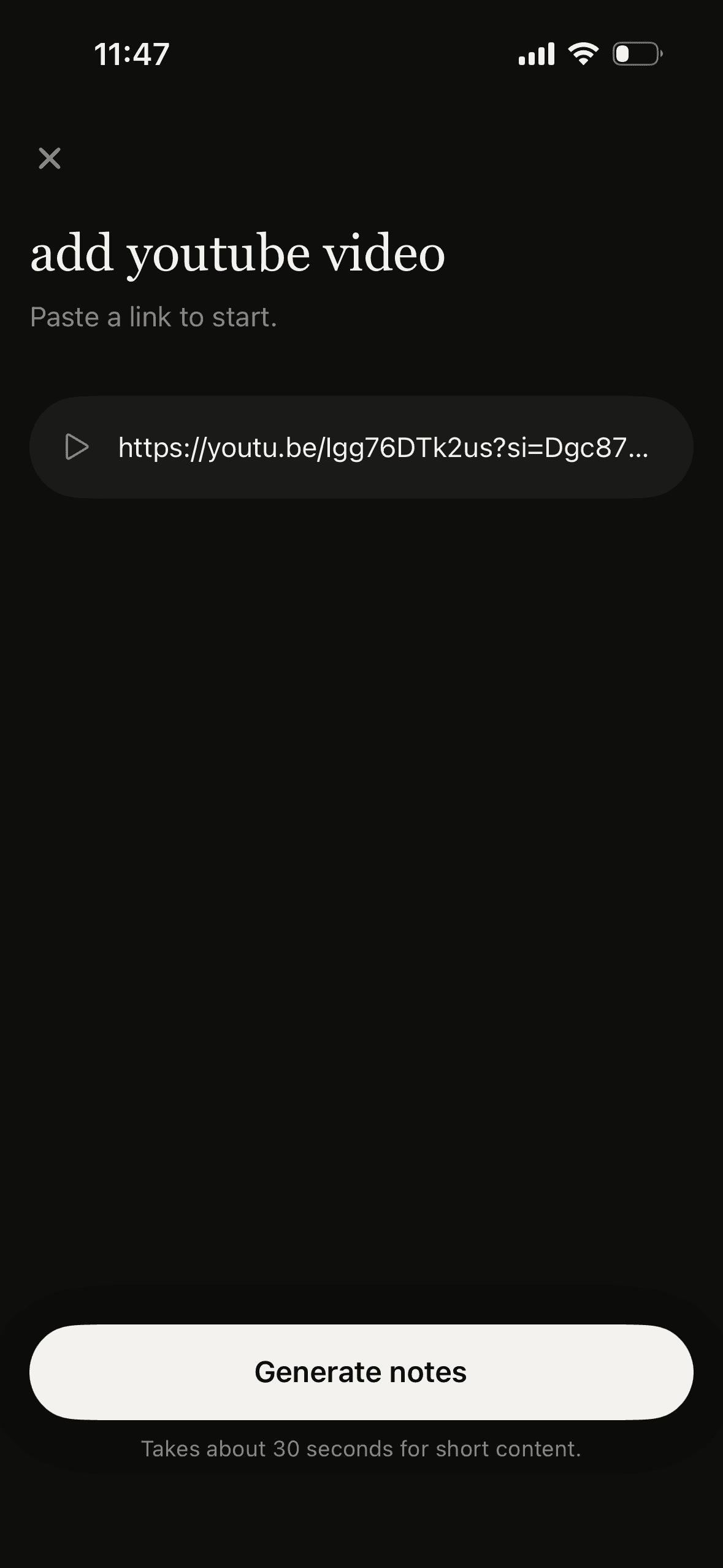 notegpt YouTube notes screen on iPhone